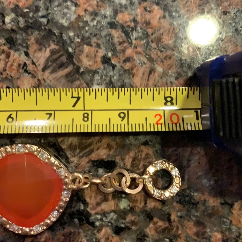 Rhinestones Embellished Chunky Bracelet Orange/Gold NWT Toggle Clasp Stones
